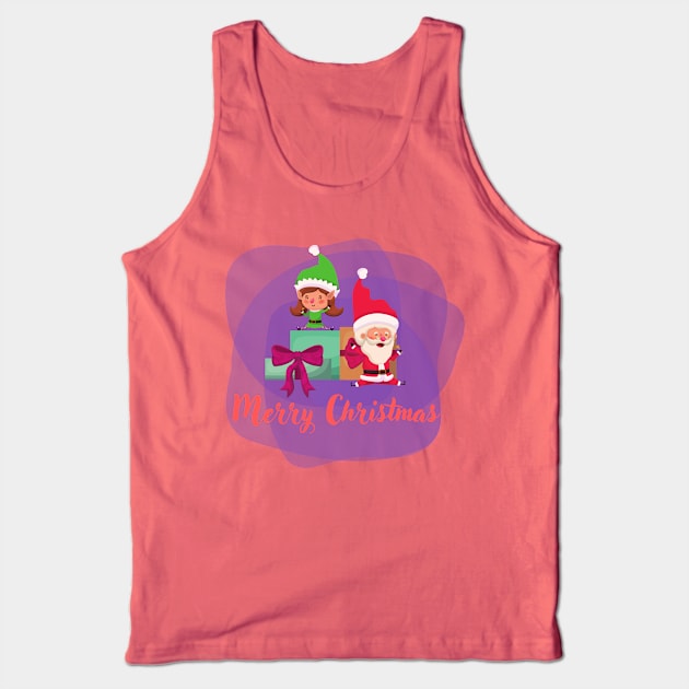 Merry Christmas with Santa and elf Tank Top by Paciana Peroni